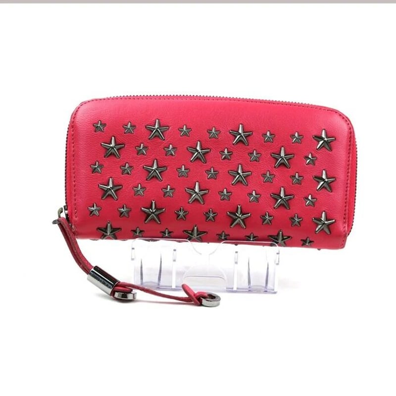 JIMMY CHOO ジミーチュウ スタッズ長財布 FILIPA 長財布 ピンク系 牛革 JIMMY CHOO ジミーチュウ スタッズ長財布 FILIPA 長財布 ピンク系 牛革
