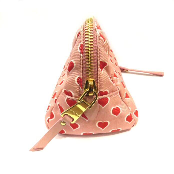 miu miu♡ハート柄ピンクポーチ♡クラッチバッグ MIU MIU ポーチ ハート柄 5NE457 ピンク キャンバス ランクA