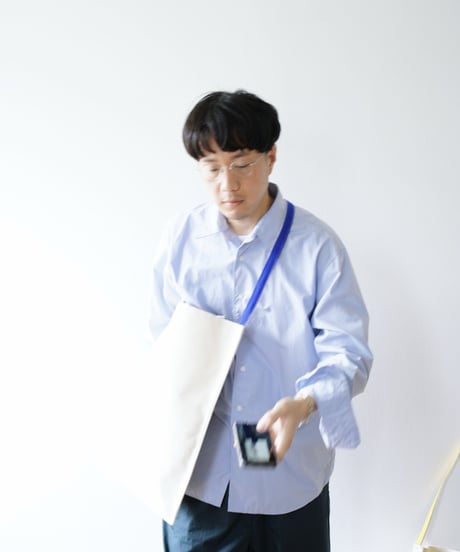Color Tape Canvas Tote (青)
