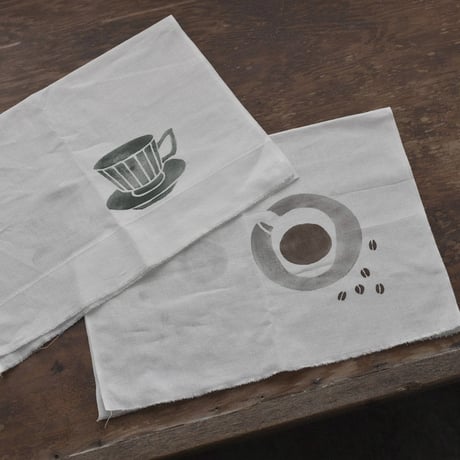 アケモドロ×ハモニ　型染め半ぶん手ぬぐい　TEA