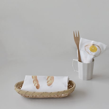 アケモドロ　型染め手ぬぐい　目玉焼き