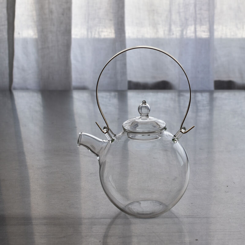 ガラス製 丸型ポット 緑色ハンドル manmaru-1-b.jpg