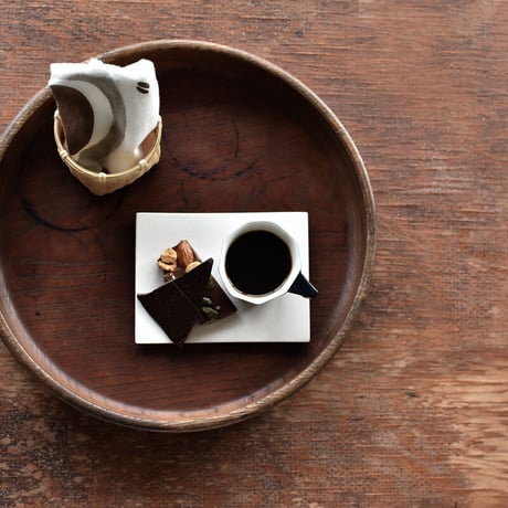 アケモドロ×ハモニ　型染め半ぶん手ぬぐい　COFFEE
