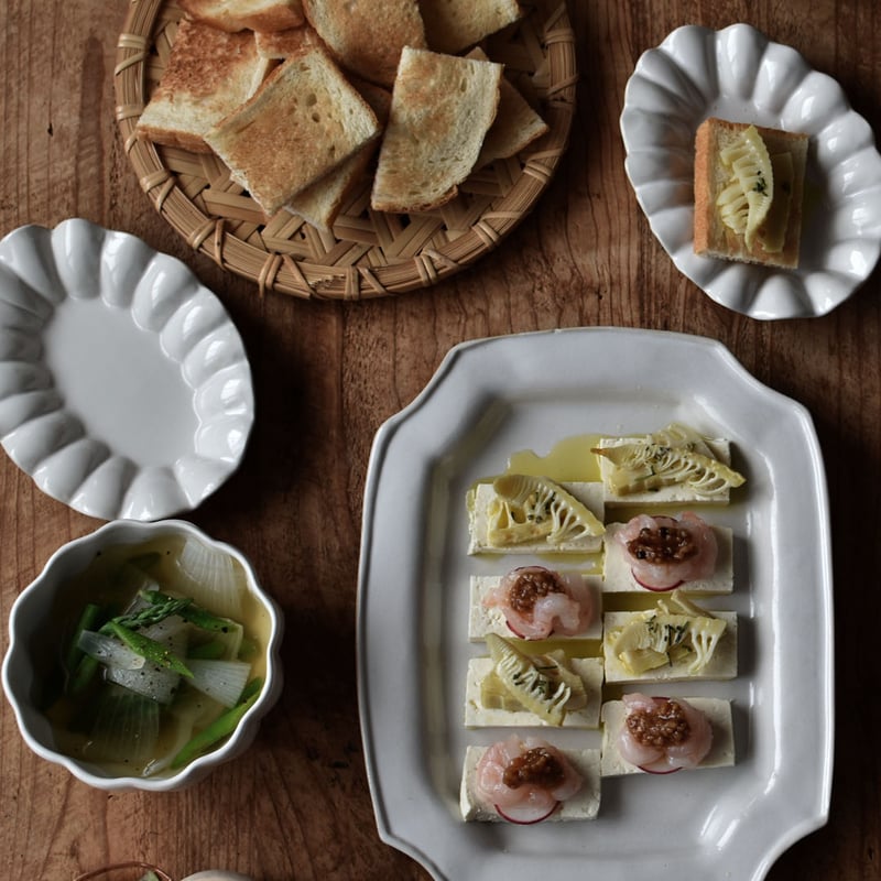 端田敏也 オーバル皿 2枚 楕円皿 プレート 作家もの 白釉 端田