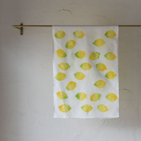 アケモドロ　型染め手ぬぐい  　れもん