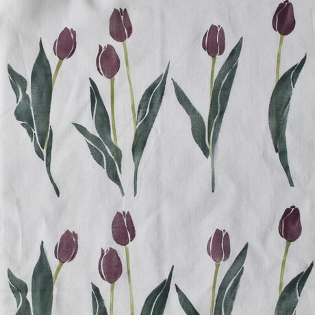 アケモドロ　型染め手ぬぐい　Bordeaux tulips