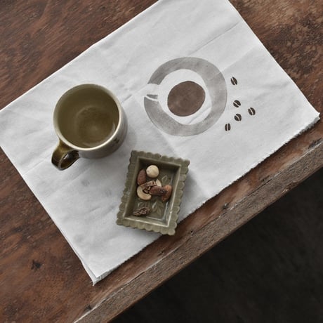 アケモドロ×ハモニ　型染め半ぶん手ぬぐい　COFFEE