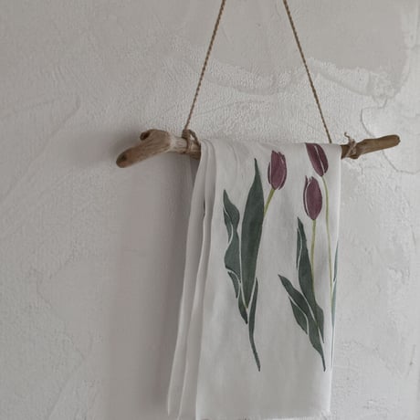 アケモドロ　型染め手ぬぐい　Bordeaux tulips