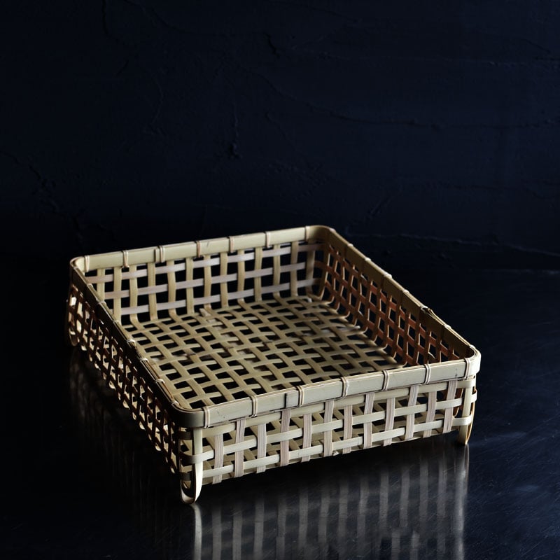 竹製 四角形 編み込み 竹編みの四角い水切りかご 10月即発送分 | ハモニ