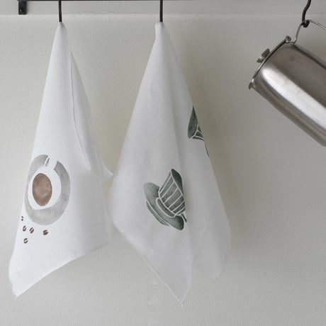 アケモドロ×ハモニ　型染め半ぶん手ぬぐい　TEA