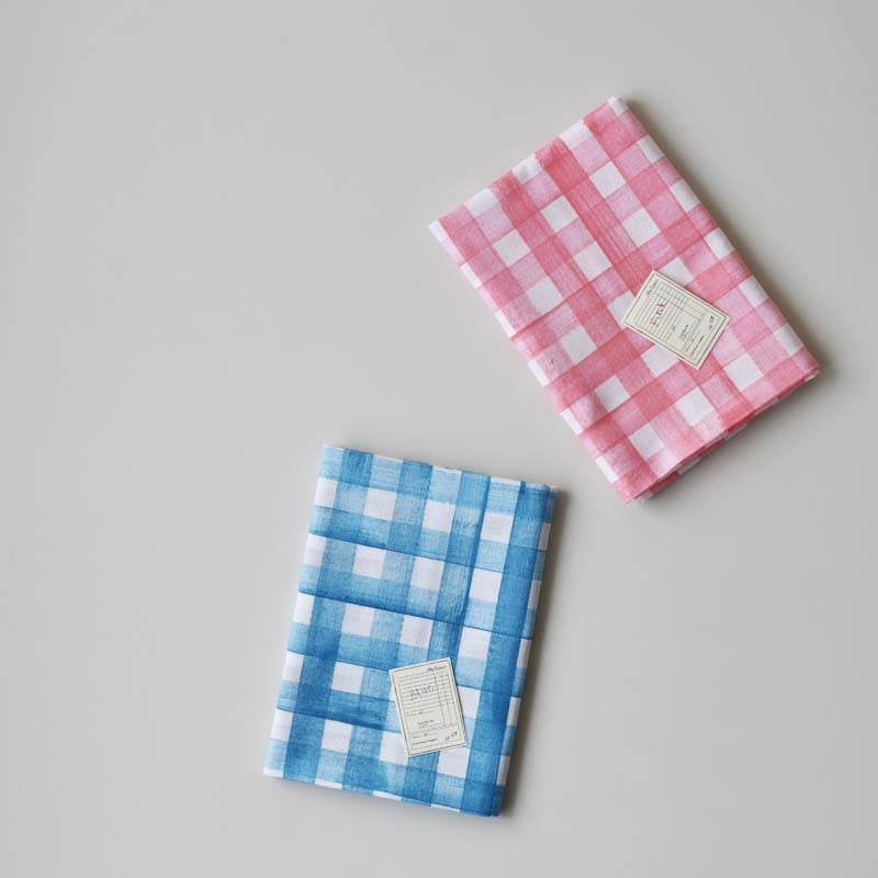 アケモドロ 型染め手ぬぐい 格子 pink・blue | ハモニ