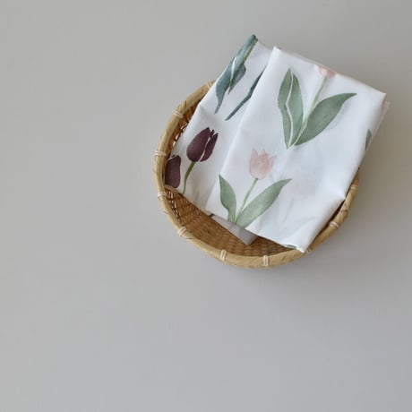 アケモドロ　型染め手ぬぐい　Pink tulips