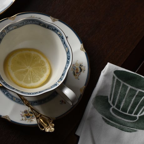 アケモドロ×ハモニ　型染め半ぶん手ぬぐい　TEA