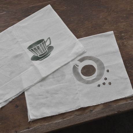 アケモドロ×ハモニ　型染め半ぶん手ぬぐい　COFFEE
