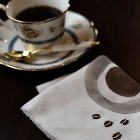 アケモドロ×ハモニ　型染め半ぶん手ぬぐい　COFFEE