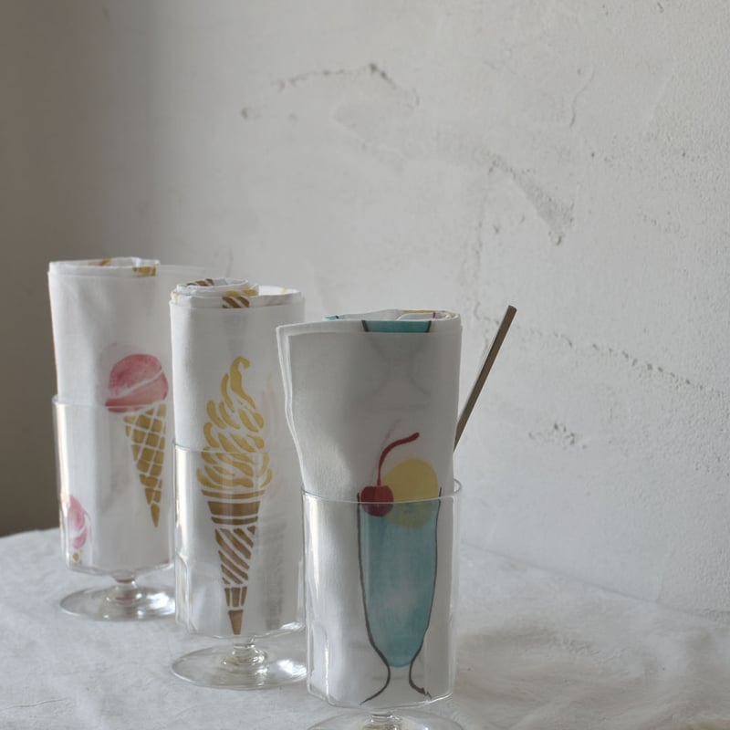 アケモドロ 型染め手ぬぐい ソフトクリーム | ハモニ