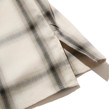 RULER / CHECK OPEN-NECK S/S SHIRT(2colors)