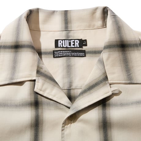 RULER / CHECK OPEN-NECK S/S SHIRT(2colors)