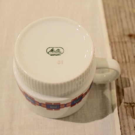 ドイツ　Melitta　チェック柄のコーヒーカップ