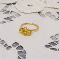 チェコ　ガラスストーン　一粒リング　お花