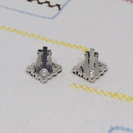 チェコ　ガラスラインストーン　イヤリング　チェッカー
