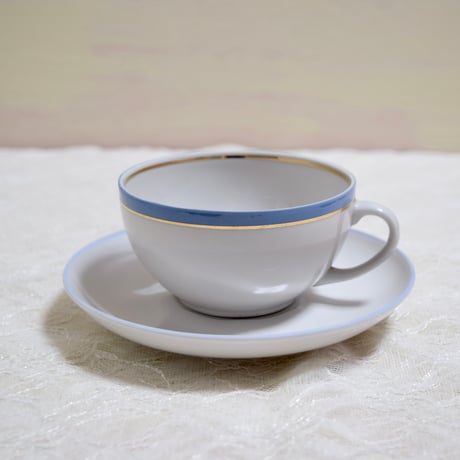 旧ソ連時代　ラトビア　リガ陶器工場　コーヒーカップ　青ライン