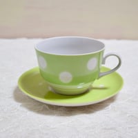 旧ソ連時代　ラトビア　リガ陶器工場　カップ&ソーサー　ライトグリーン