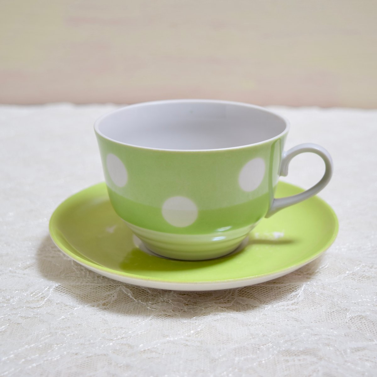 旧ソ連時代 ラトビア リガ陶器工場 カップ&ソーサー ライトグリーン