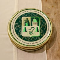 チェコ　お菓子の缶　渋い緑