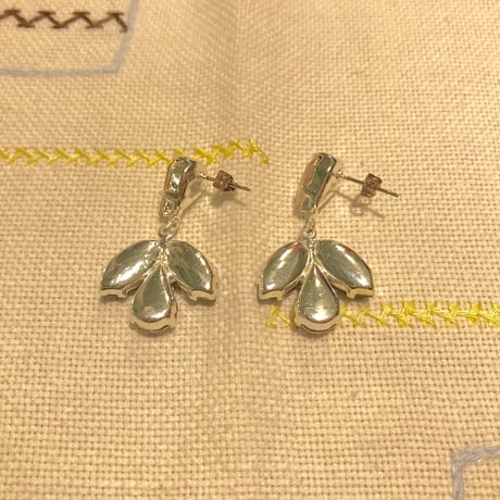 チェコ ガラス ピアス ピンク パープル