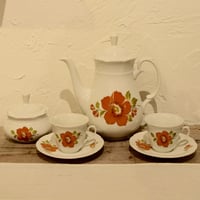 チェコ　懐かしい雰囲気のティーセット　オレンジの大きなお花
