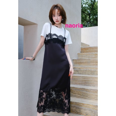 予約制  Ｔシャツ重ね着風ワンピース