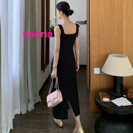 予約制  肩リボンワンピース
