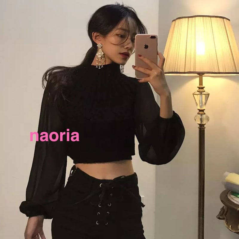 即納 3色展開袖シースルーニット | naoria 即納 3色展開袖シースルーニット | naoria