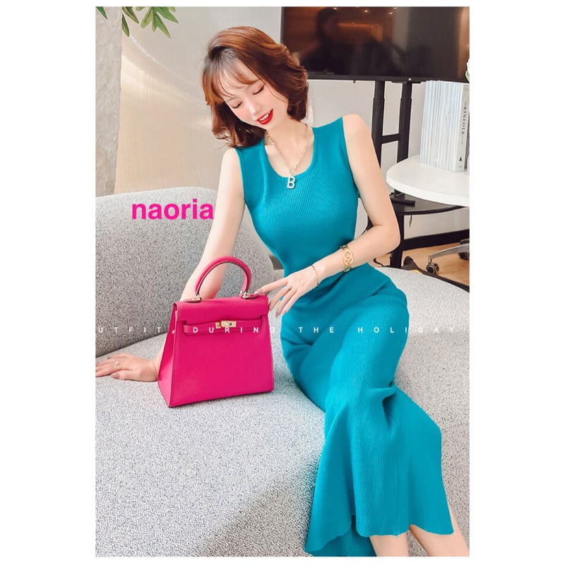 即納 3色展開 タイトノースリーブロングワンピース | naoria