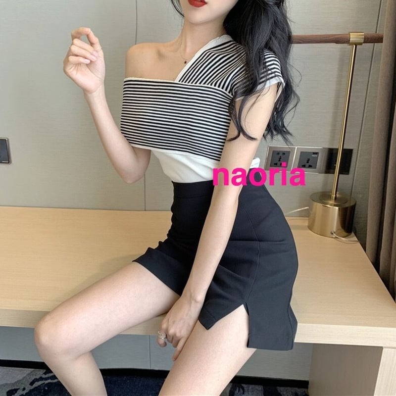 即納 4色展開 ワンショルチューブトップ重ね着セット | naoria