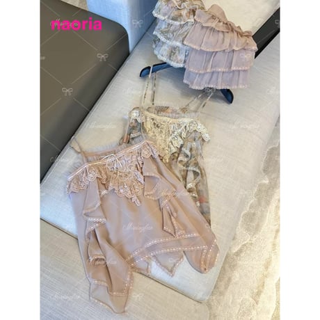 予約制　２色展開  レースフリルキャミ単品