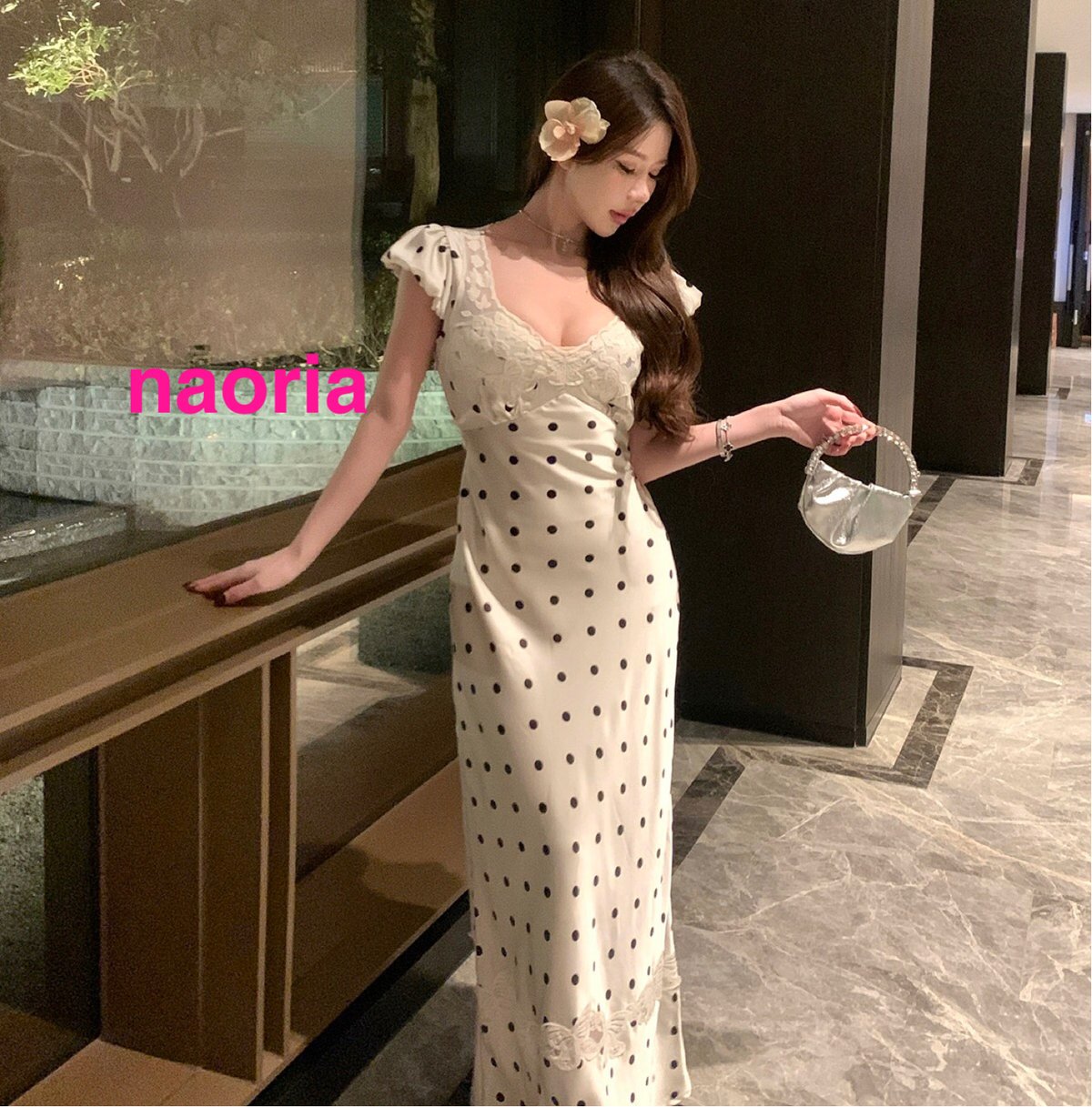 予約制 背中開きポイントレースドットワンピース | naoria
