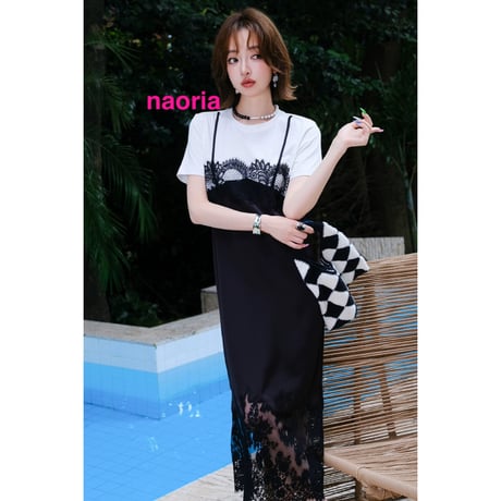 予約制  Ｔシャツ重ね着風ワンピース