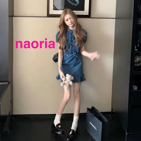 予約制  リボンデニムワンピース