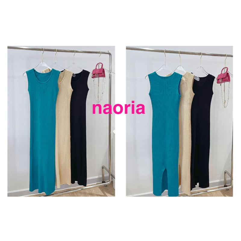 即納 3色展開 タイトノースリーブロングワンピース | naoria