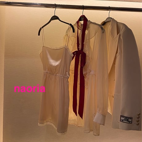 予約制　２色展開  リボンとインナーキャミワンピ付きフリルワンピース