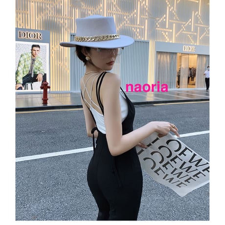 予約制  肩紐ハイウエストデザインパンツ単品