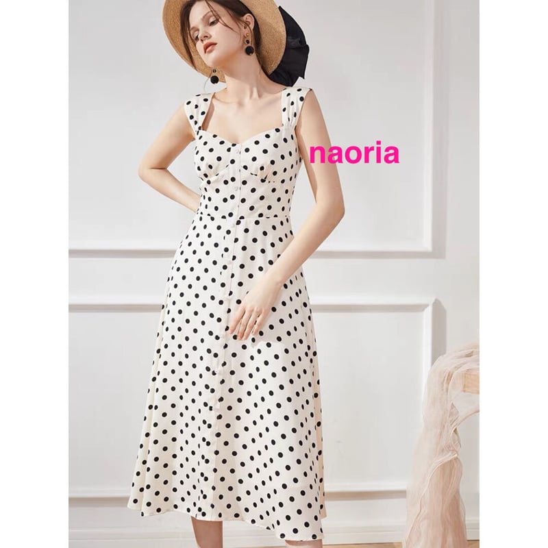 【美品】45rpm ノースリーブ ドットワンピース サイズ2（M） ノースリーブドット柄ワンピース – weMALL