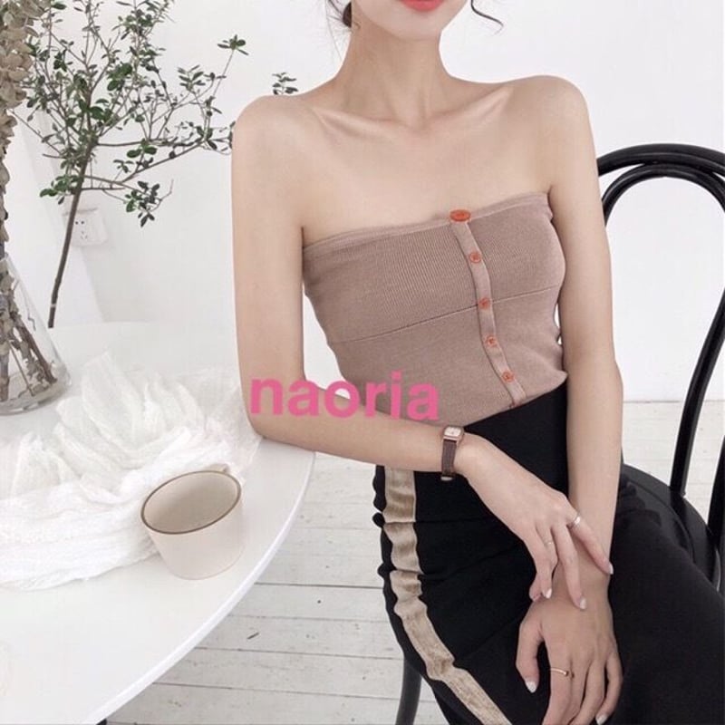 d.i.a. トップス　ベアトップ サイドギャザーベアトップ カモフラ柄（チューブトップ