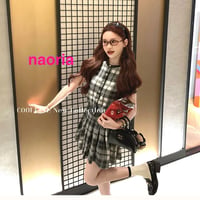 予約制　２色展開  チェック半袖ニット単品