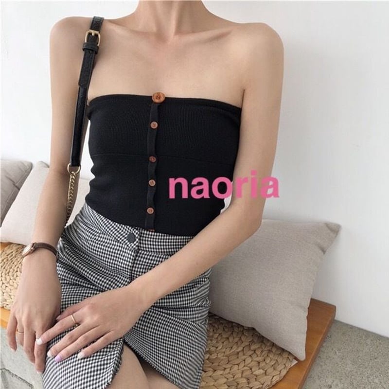 other - シーニュ フロントボタンビスチェ ベアトップ Nelly 0 ブラック SLY チューブトップ ベアトップ FRONT ZIP TIDY BUSTIER