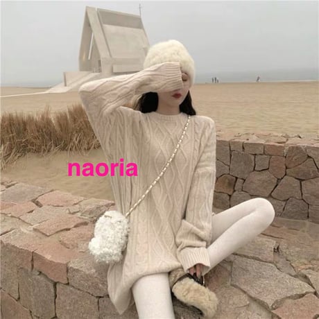 訳有り即納　ビッグロングケーブルニット