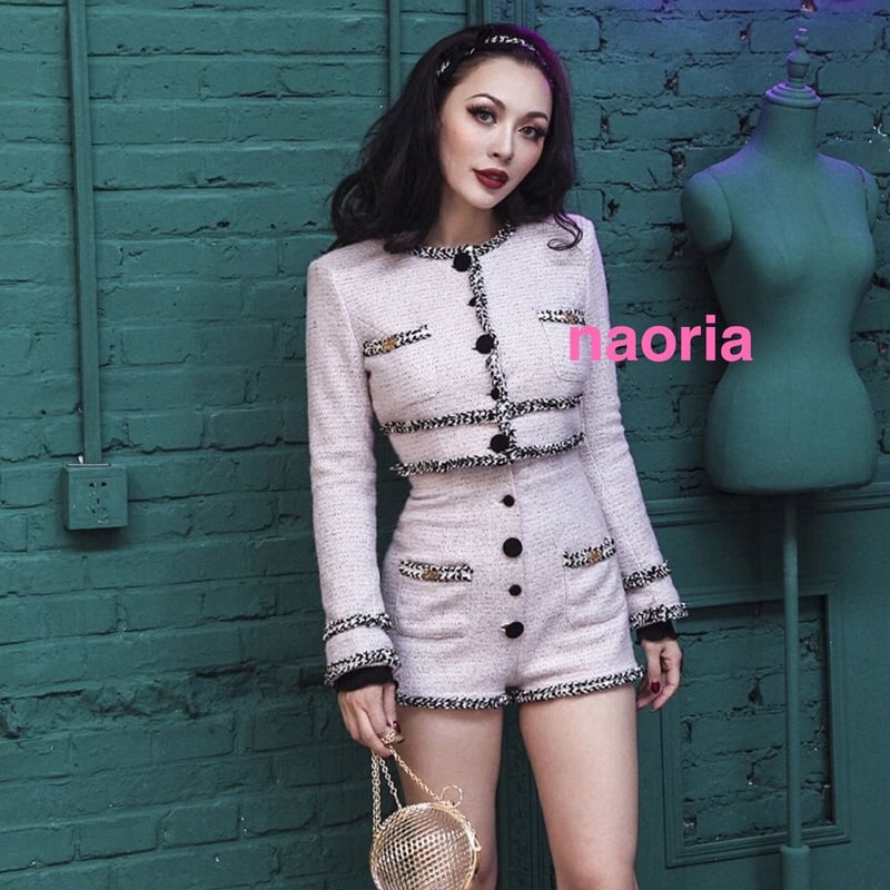 即納再入荷 ピンクツイードハイウエストショートパンツ | naoria