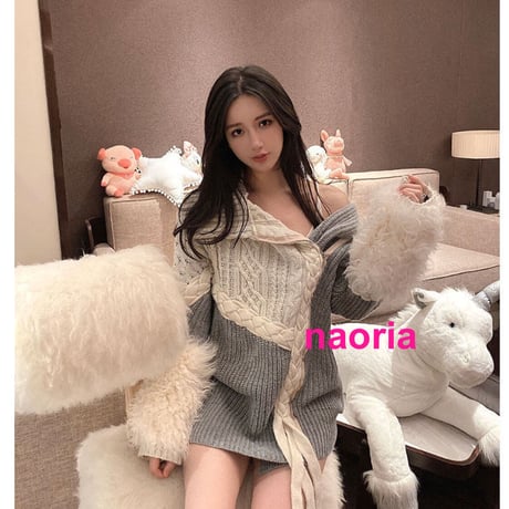 即納　ジッパーオフショルビッグニット
